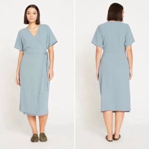 Universal Standard crepe wrap dress in "goblin blue", NWOT